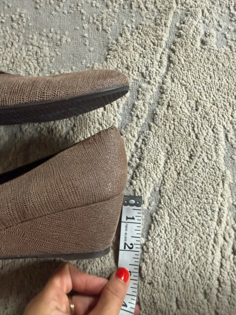 Stuart Weitzman Brown reptile print Textured leather Wedge Pumps 8